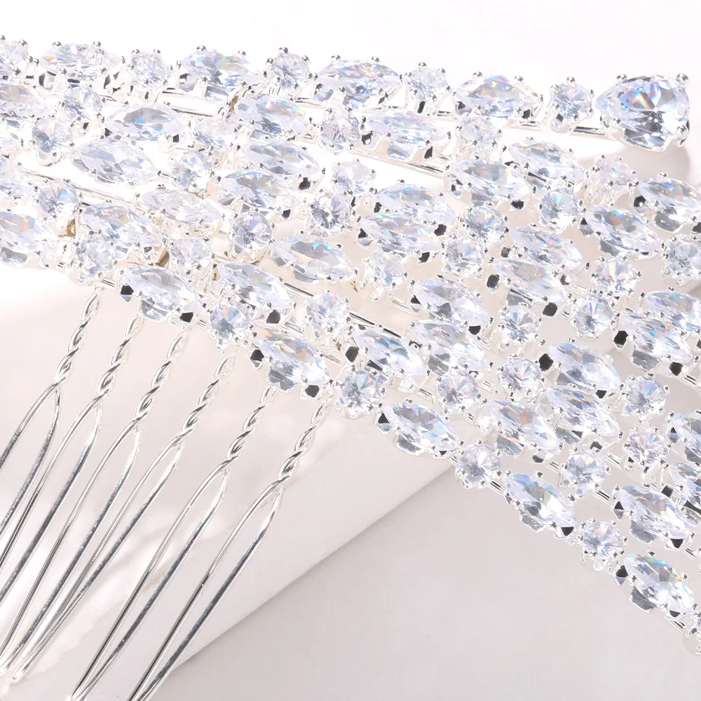 Stonefans Luxury Trendy Charm Sparkling Fashion Cubic Zirconia Bridal Hair Comb Wedding Women Girls CZ Jewelry Hair Accessories