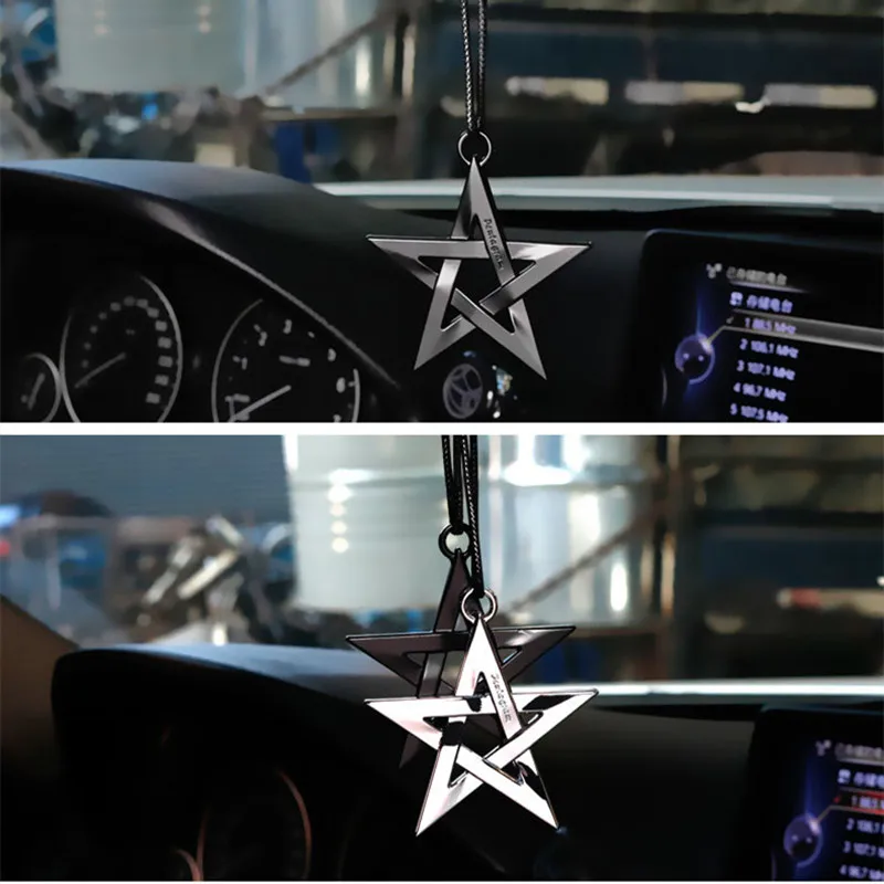 Car Ornament Metal Compass Guide Star Ins Lover Rearview Mirror Hanging Pendant Creativity Zinc Alloy Sanskrit Chain Decoration