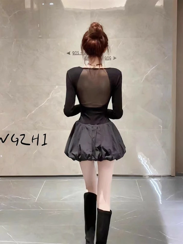 Vestidos de manga comprida vestido feminino apliques outono modal smocking abotoado retalhos batwing manga casual ajuste vintage artístico