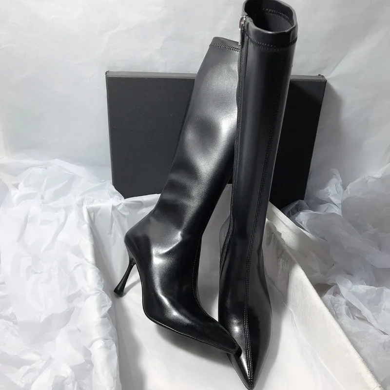 

Women's High-heeled Boots with Slender Heels Sexy Pointed High-heeled Elastic Boots Fashion Knee-high High Heel Boots for Women