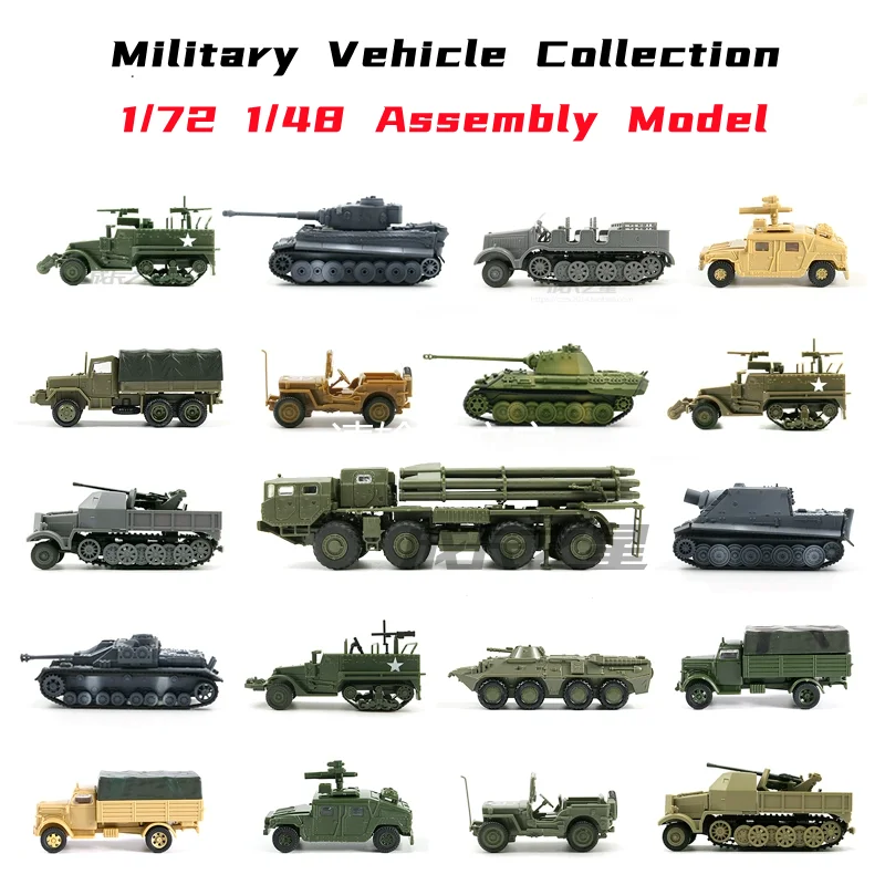 Modelo militar do enigma do veículo, caminhão do Hummer, carro blindado, jogo do conjunto, tanque simulado, brinquedos plásticos, 4D, 1/72