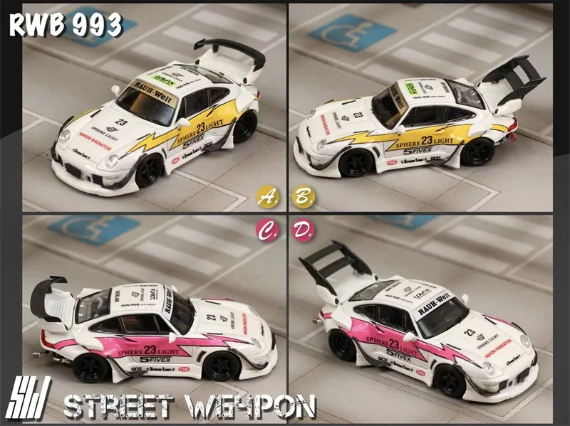 SW 1:64 RWB 993 Lightning Yellow / Pink limited499 Coche modelo fundido a presión