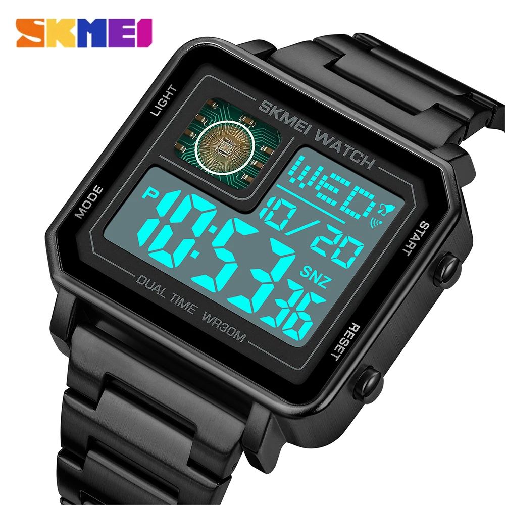 

SKMEI Square LED Digital Watch for Men Creative Circuit Board Dial Waterproof Wristwatch Luxury Fashion Countdown Watches Male