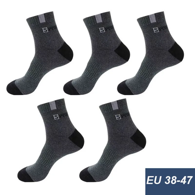 5 Pairs High Quality Bamboo Fiber Breathable Deodorant Business Men Tube Socks For Autumn And Spring Summer Plus Size EUR 38-47