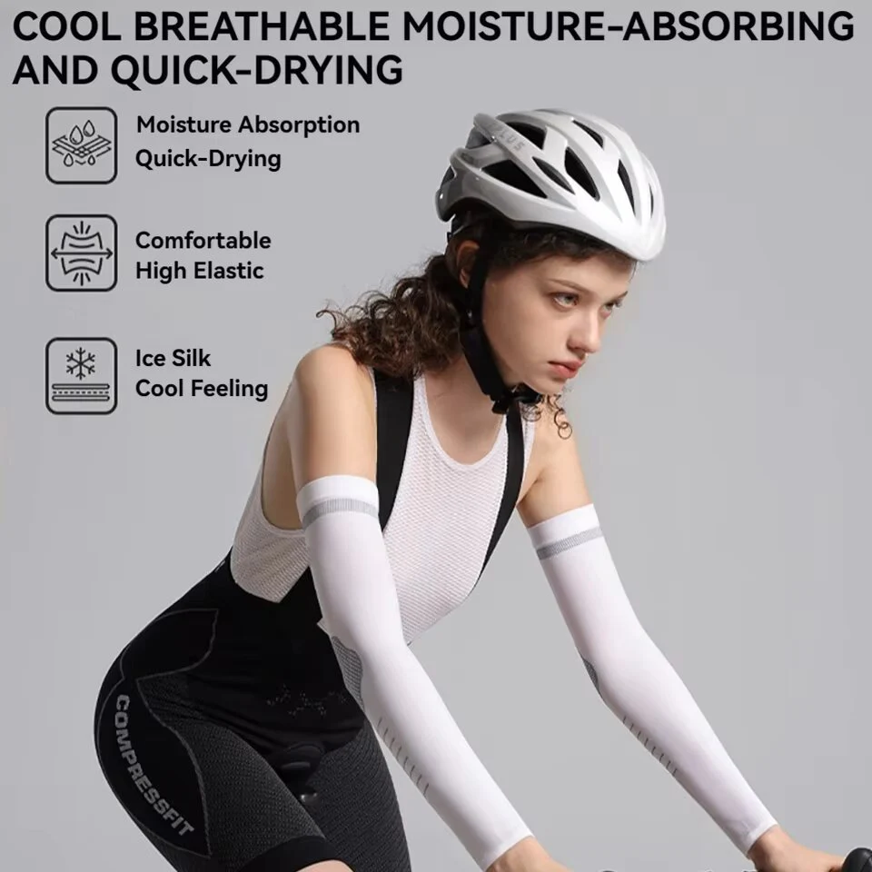 1Pair Ice Silk Arm Gloves Sun Protection Breathable Cycling Running Fishing Outdoors Sports Men Women Arm Cover