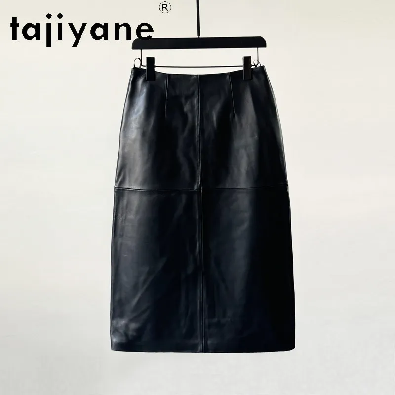 TAJIYANE Women's Skirts Real Leather Skirt Sheepskin Slit Skirts for Woman A-line Midi Skirt High Waist Skirts 2026 Woman Юбка