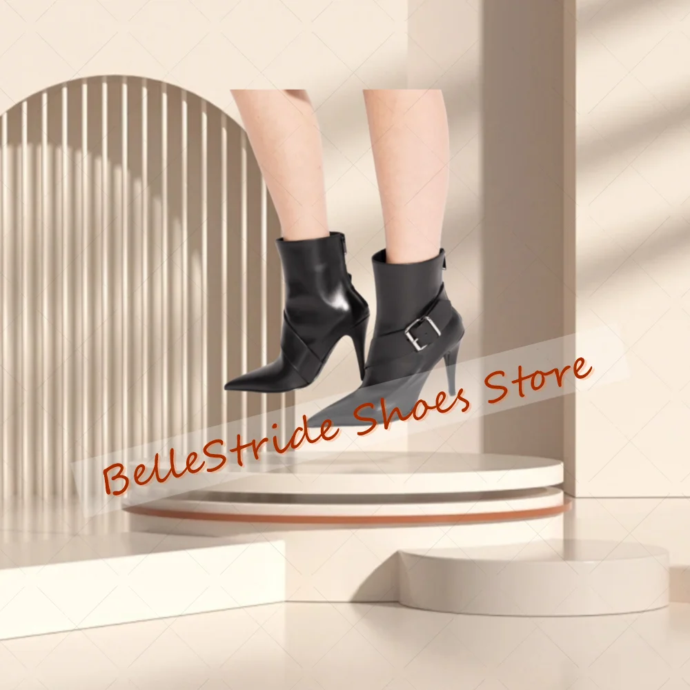 

Black Pointed Toe Ankle Boots Matte Leather Sexy Women Shoes Stilettos High Heels Party Banquet Dating 2025 Zapatos Para Mujere