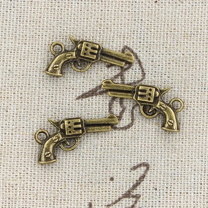 30pcs Charms Pistol Gun 22x12mm Handmade Craft Pendant Making fit,Vintage Tibetan Bronze Silver color,DIY For Bracelet Necklace