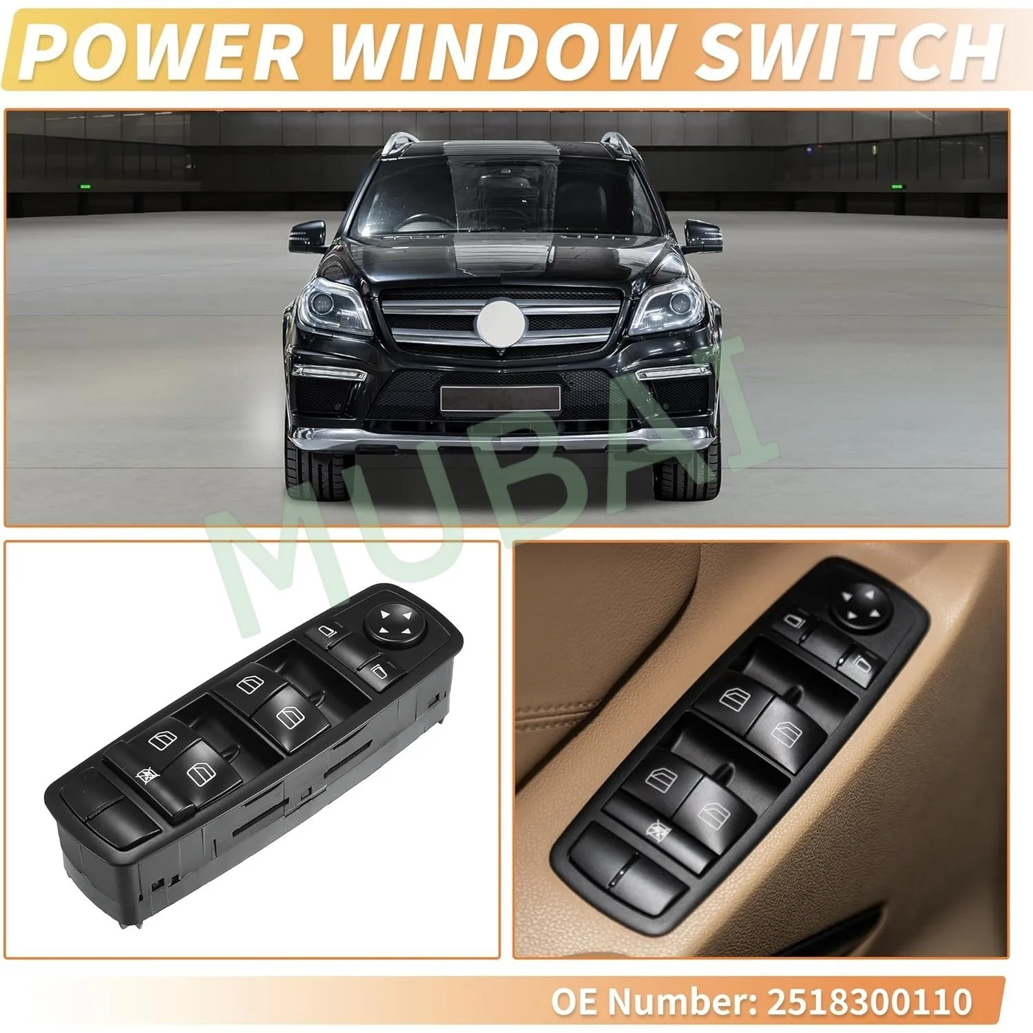 OE# 2518300110 Front Left Driver Side Power Window Switch for Mercedes-Benz GL320 GL450 GL500 Window Control Switch