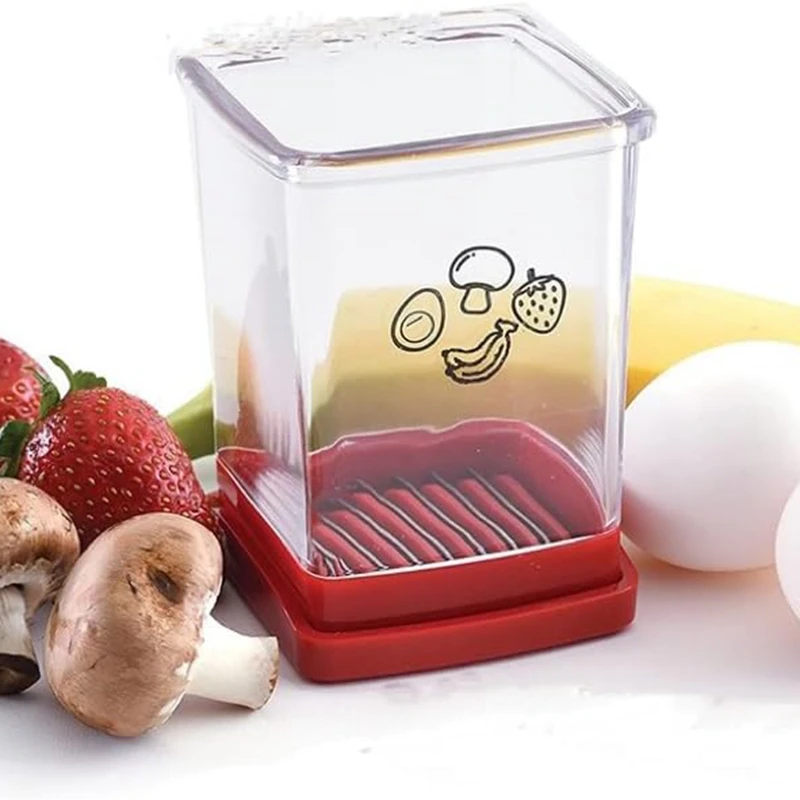 قطاعة خضروات متعددة الوظائف مع طبق دفع ، قطاعة فواكه ، قطاعة بيض كوب ، فولاذ مقاوم للصدأ ، قطاعة موز وفراولة