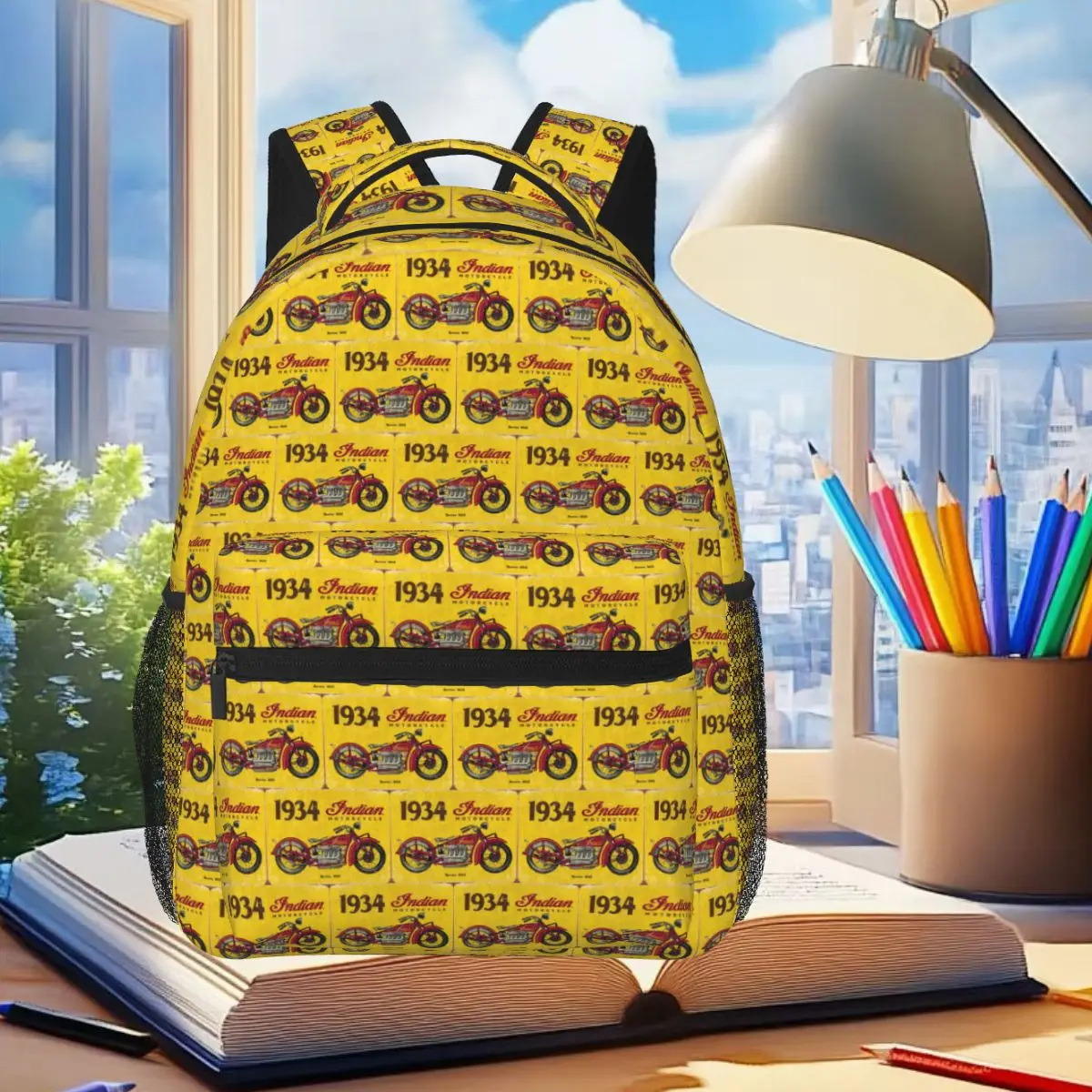 

Motorcycle Motor Old Indians Never Die Backpack Student Boys Girls BookBag Children School Bag Shoulder Bags for Men Women