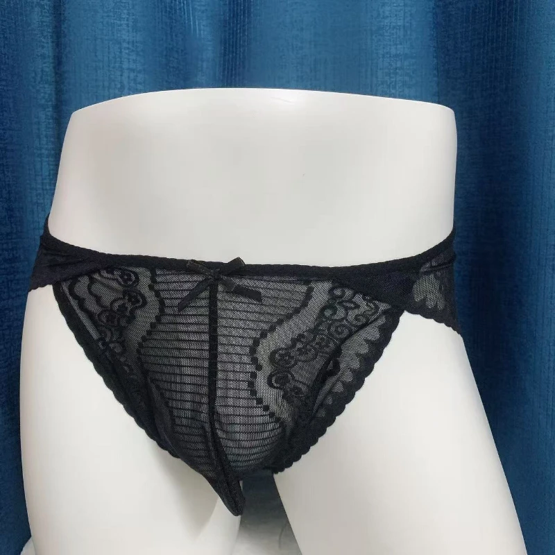 

Mens See Through Underwear U Convex Pouch Breathable Underpants for Boys Seamless Lace Briefs Scrotum Bulge Panties