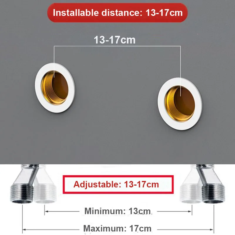 الحائط صنبور المطبخ ثقوب مزدوجة حوض صنبور الماء الساخن والبارد صنبور حوض خلاطات المطبخ جدار صنبور مصرف المطبخ #6