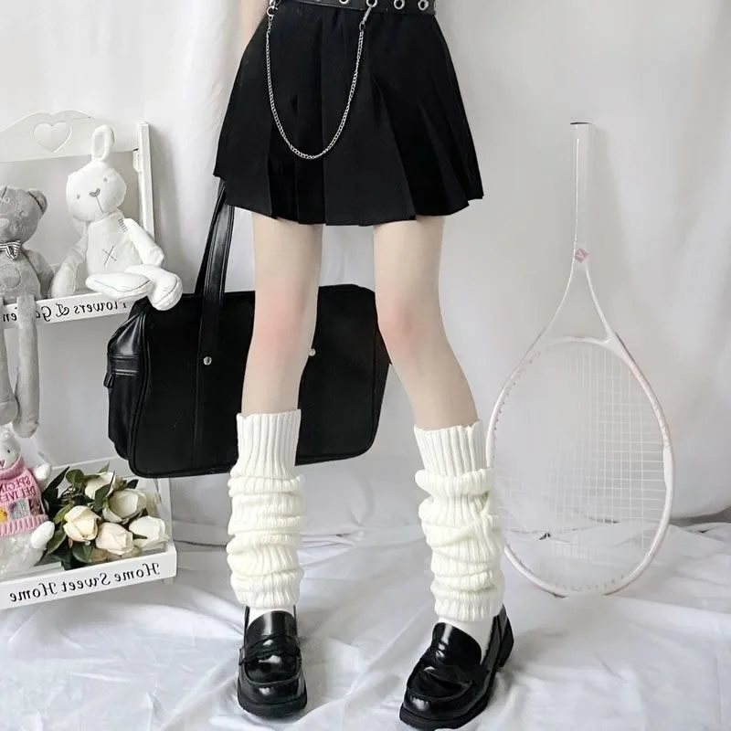 Korean Style Knitted Leg Warmers,Warm Winter Knit Leg Covers for Daily Streetwear Party,Harajuku Aesthetic Sock Accessories