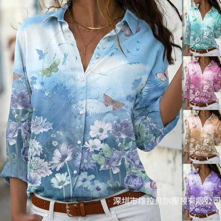 woman's Shirts Superior Quality spring/summer long-sleeve Prevalent Print Ladies Tops Shirt Dropshipping WLBR679040947199