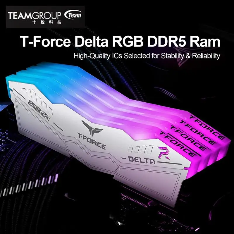 Top TEAMGROUP T-Force Delta RGB DDR5 Ram 32GB (2x16GB) 6000MHz PC5-48000 CL30 Desktop Memory Module Ram for 600 700 Series