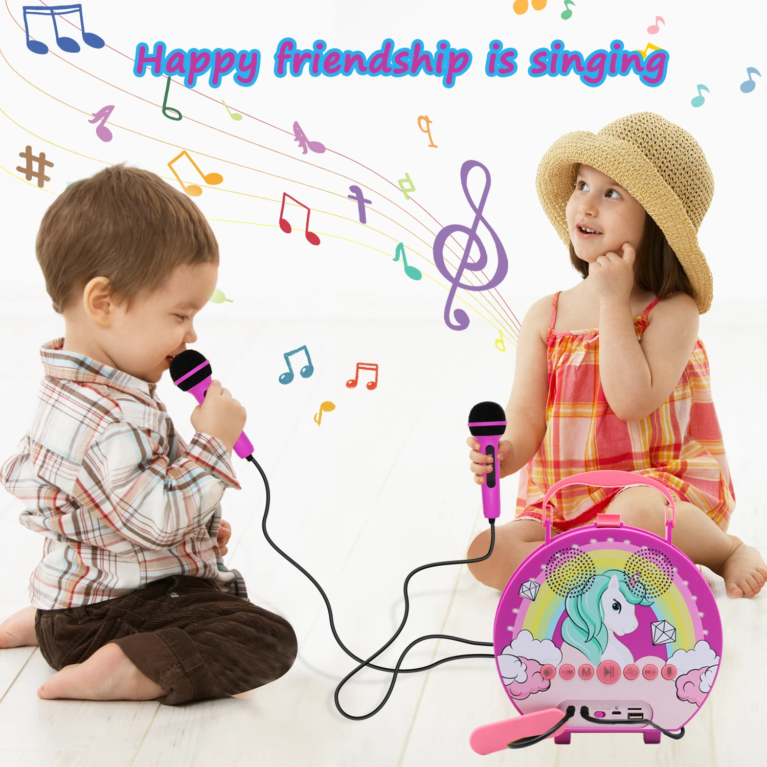 

Free ship Kids Karaoke Machine for Girls Boys with 2 Microphones Toddler Singing Toys Children KaraokeMachine Bluetooth Voice