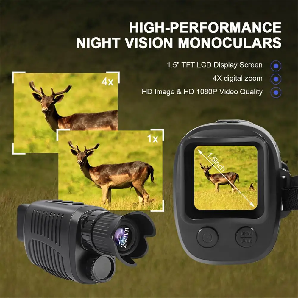 Imagem -05 - Óculos de Visão Noturna para Caça ao ar Livre Zoom 5x Gravação de Vídeo Completa Monocular Infravermelho Telescópio para Camping Imageador Térmico