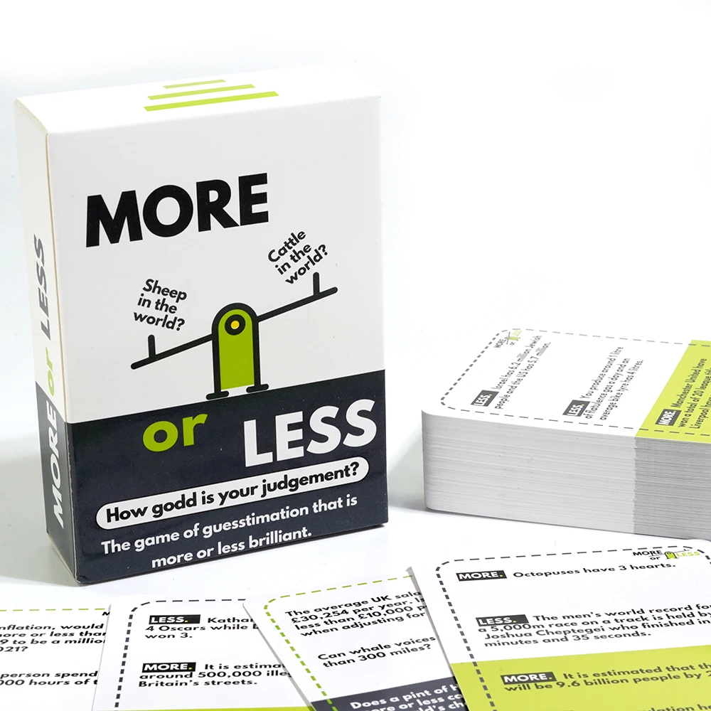 

More or Less Card Game The Quiz Game Based On Fun Trivia Board Game How Good Is Your Judgement First Edition 1pc Educational Gam