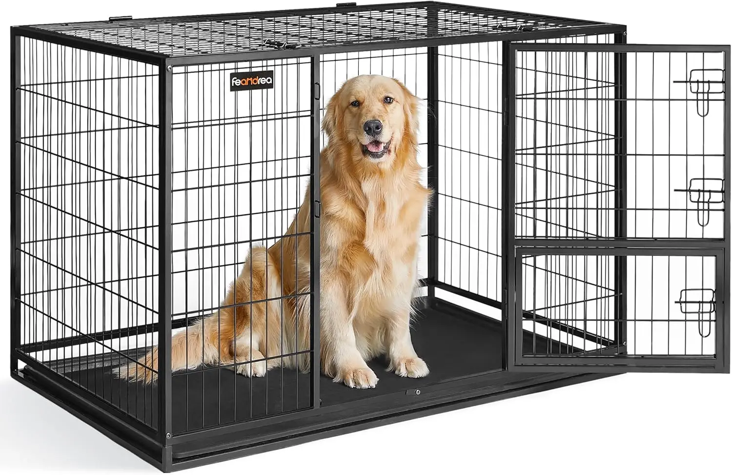 

48 Inch Heavy Duty Dog Crate with Double Doors, Removable Tray, Easy to Clean for Large and Medium Dogs
