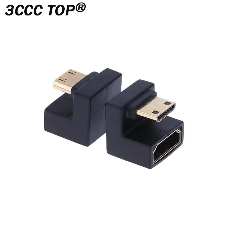 1PCS HDMI-Compatible Adapter 360 Degree Angled U-shaped L Converter Mini HD Male to HDMI Adapter