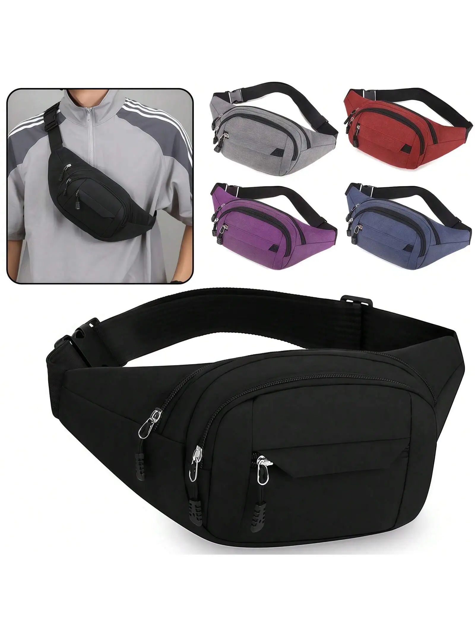 Men's Breast Package Waterproof Outdoor Sports Bag Canvas Pouch Korean-style Waist Bag Fanny Pouch Crossbody Male Banana Bag.xtz