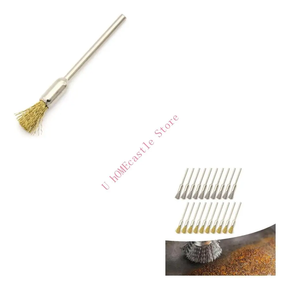 63HF 20Pcs Extended Small Wire Brush Polishing Wheel Brush for Rusts Removal, Paint Stripping & Deburring Tasks Enduring