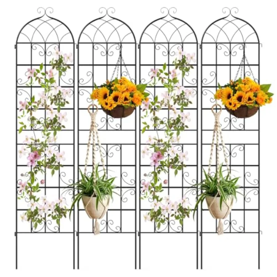 

4 Packs 86x20 Metal Garden Trellis for Outdoor Climbing Plants Heavy-Duty Plant Support for Vine Rose Vegetable Flower Rustproo