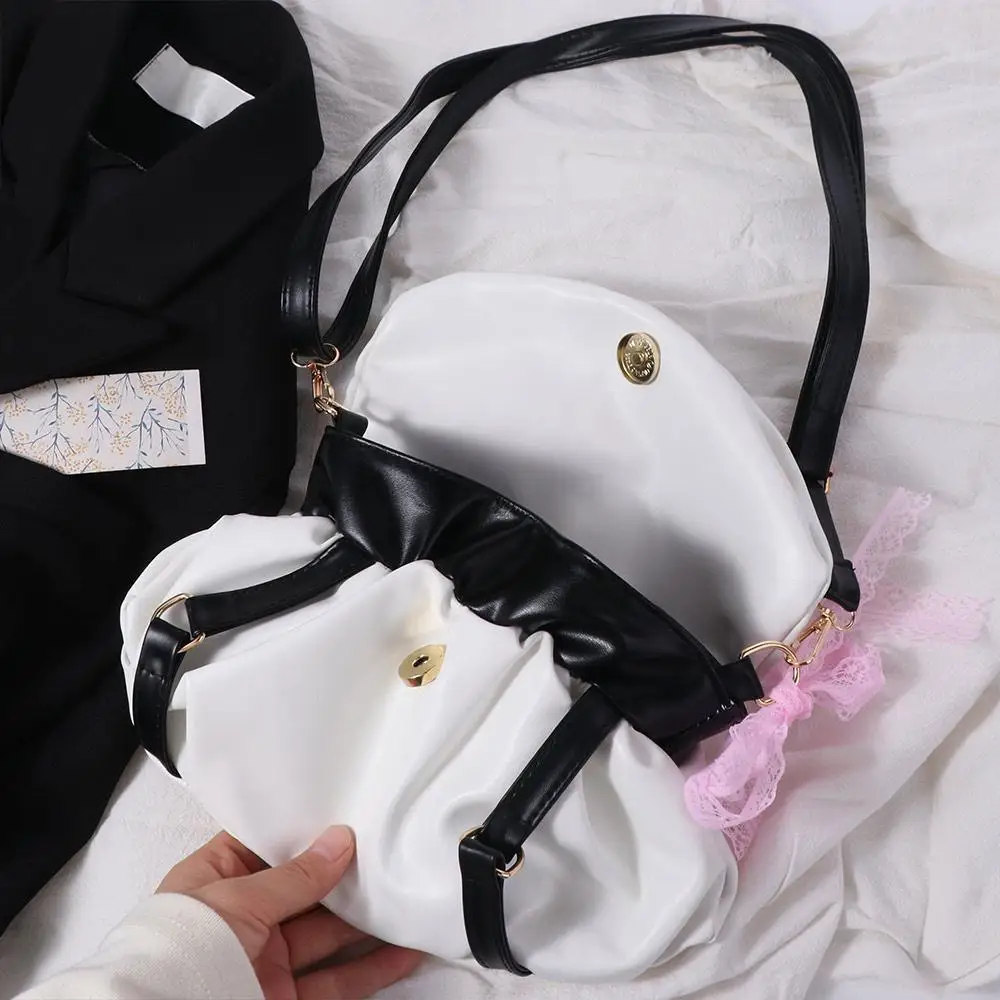 

Сумки на плечо Y2k из искусственной кожи в корейском стиле, однотонная балетная сумка подмышками, модный дизайн, сумка с бантом, кружевная сумка для путешествий