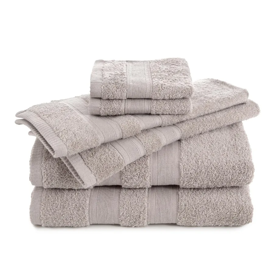 

Набор из 6 хлопковых полотенец Clean Essentials: без ворса, с высокой впитываемостью, для удаления песка
