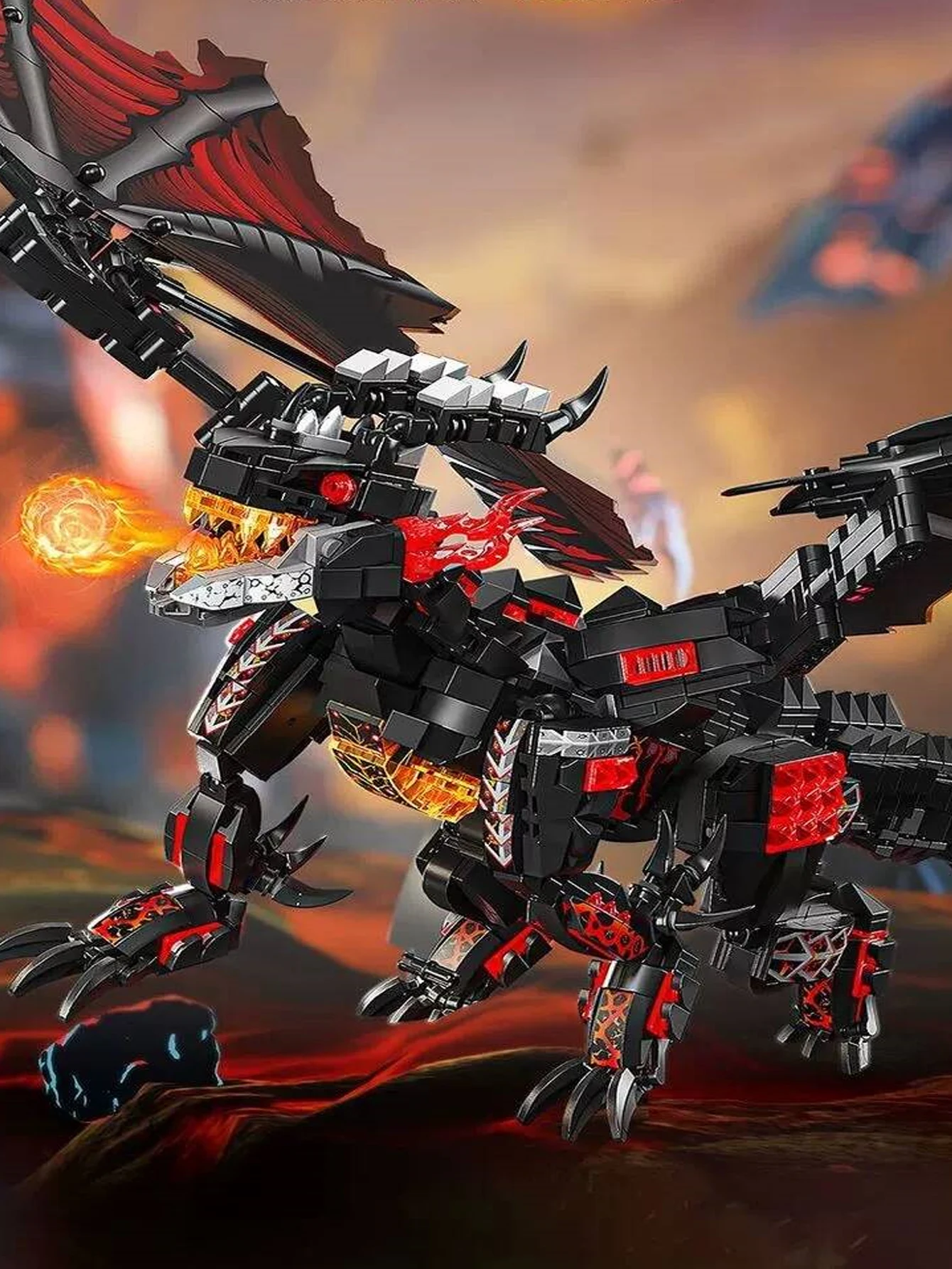 Bilibili le go Ronglegao Fire Dragon Modello Building Block Toy Regalo creativo Regalo ideale per ragazzi