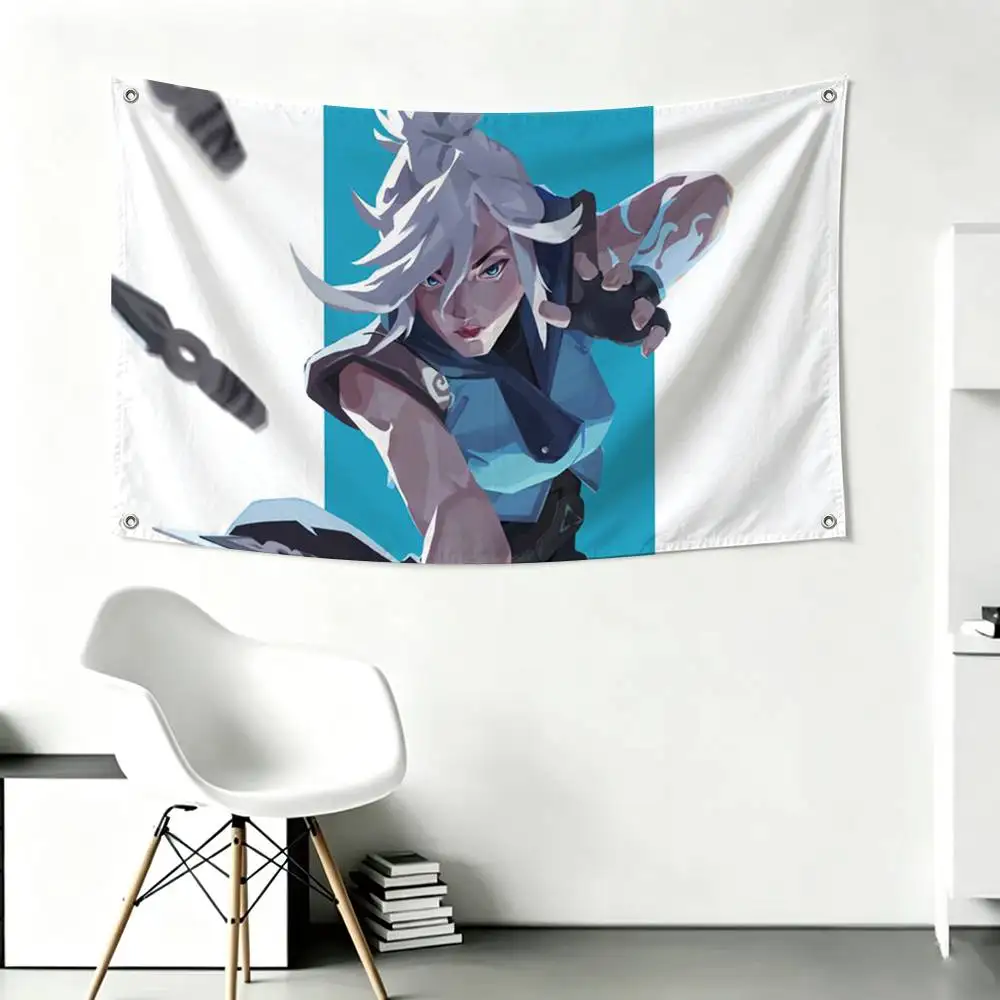 Game Valorants Jeff Flags for Bedrooms Home Decor Items Outdoor Decors Garage Decoration Flaga