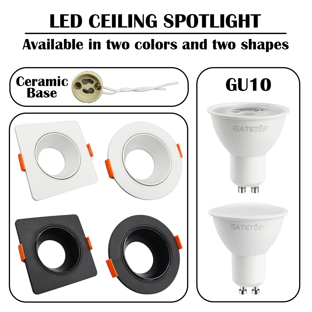 

5/10/20pcs Spot Ceiling Spotlight 8W GU10 AC220V 120V Energy Saving LED Downlight Angle Adjustable Rotating Indoor Lighting