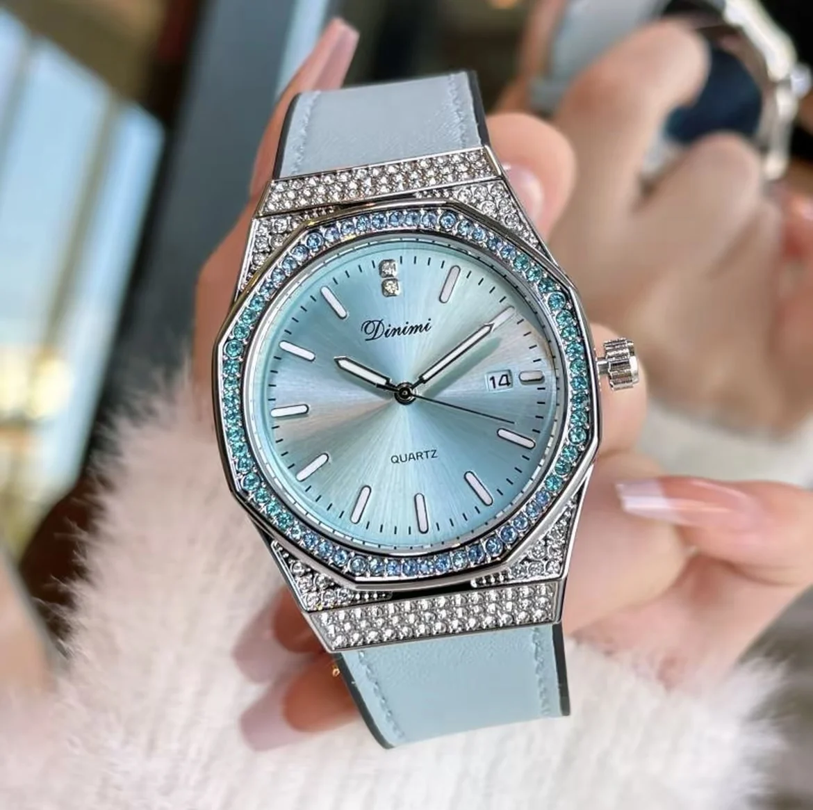 

2025 ГОРЯЧИЙ! Роскошные женские часы с кожаным ремешком и бриллиантами, водонепроницаемые женские наручные часы, кварцевые часы для женщин, подарок