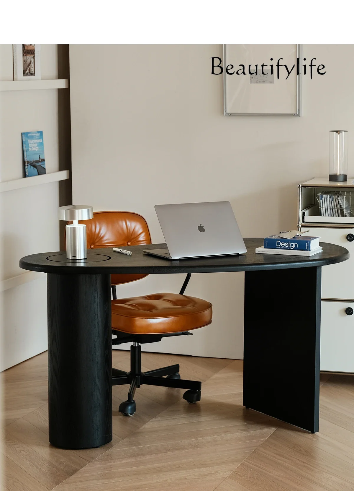 

R Nordic Medieval Curved Desk Small Apartment Study Desk Solid Wood Workbench Computer Desk Designer