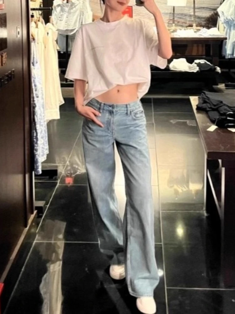 Women Wide Leg Baggy Jeans Lady Vintage Y2K Punk Low Rise Waist Loose Denim Pants Streetwear Fashion Trashy Long Skater Trousers