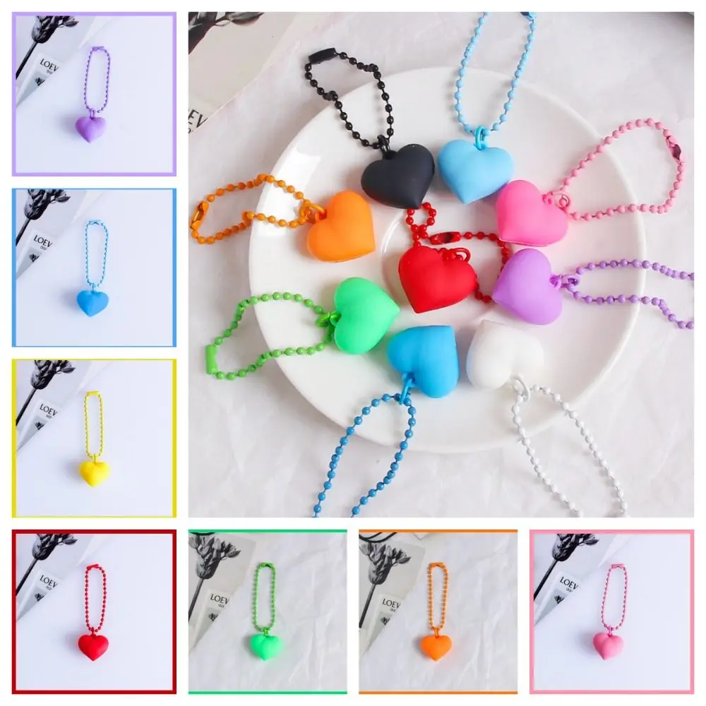 Fashion Y2K Colorful Heart Keychain Kawaii Korean Silicone Heart Keyring Dopamine Sweet Candy Color Heart Pendant Couple