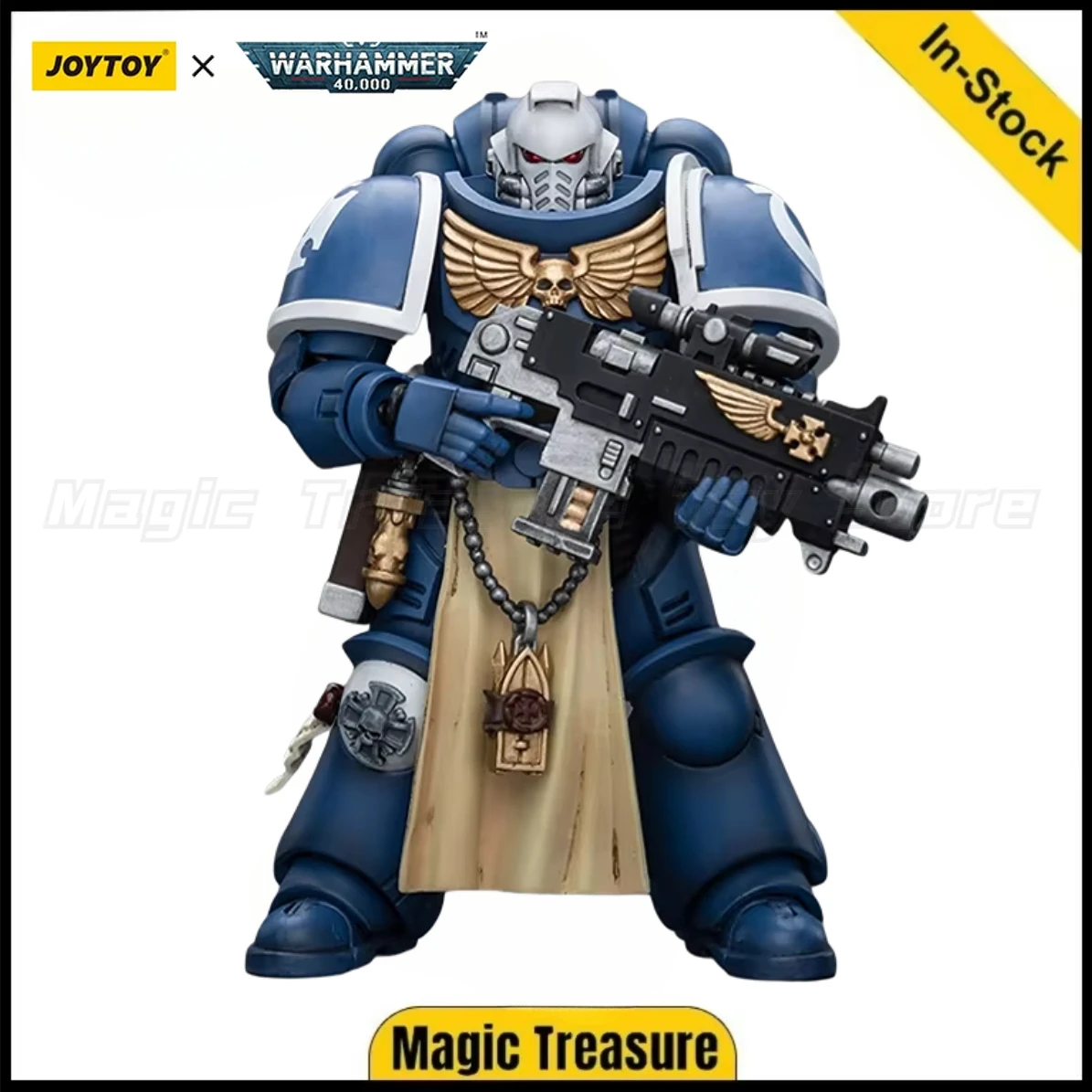 ăEn stockă JOYTOY 1/18 figurine Warhammer 40K Ultramarines stĂ©nguard vĂ©tĂ©ran avec boulon fusil modĂšle jouet poupĂ©e