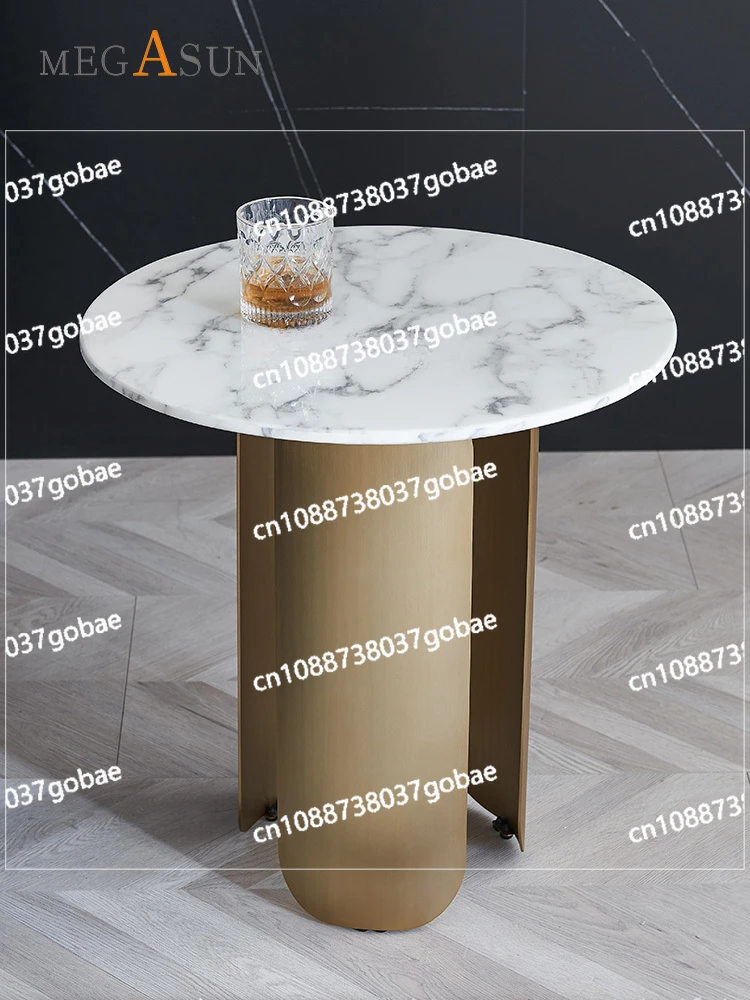 YY Tea Table  Style Light Luxury round Metal Marble Tea Table Side Table Combination