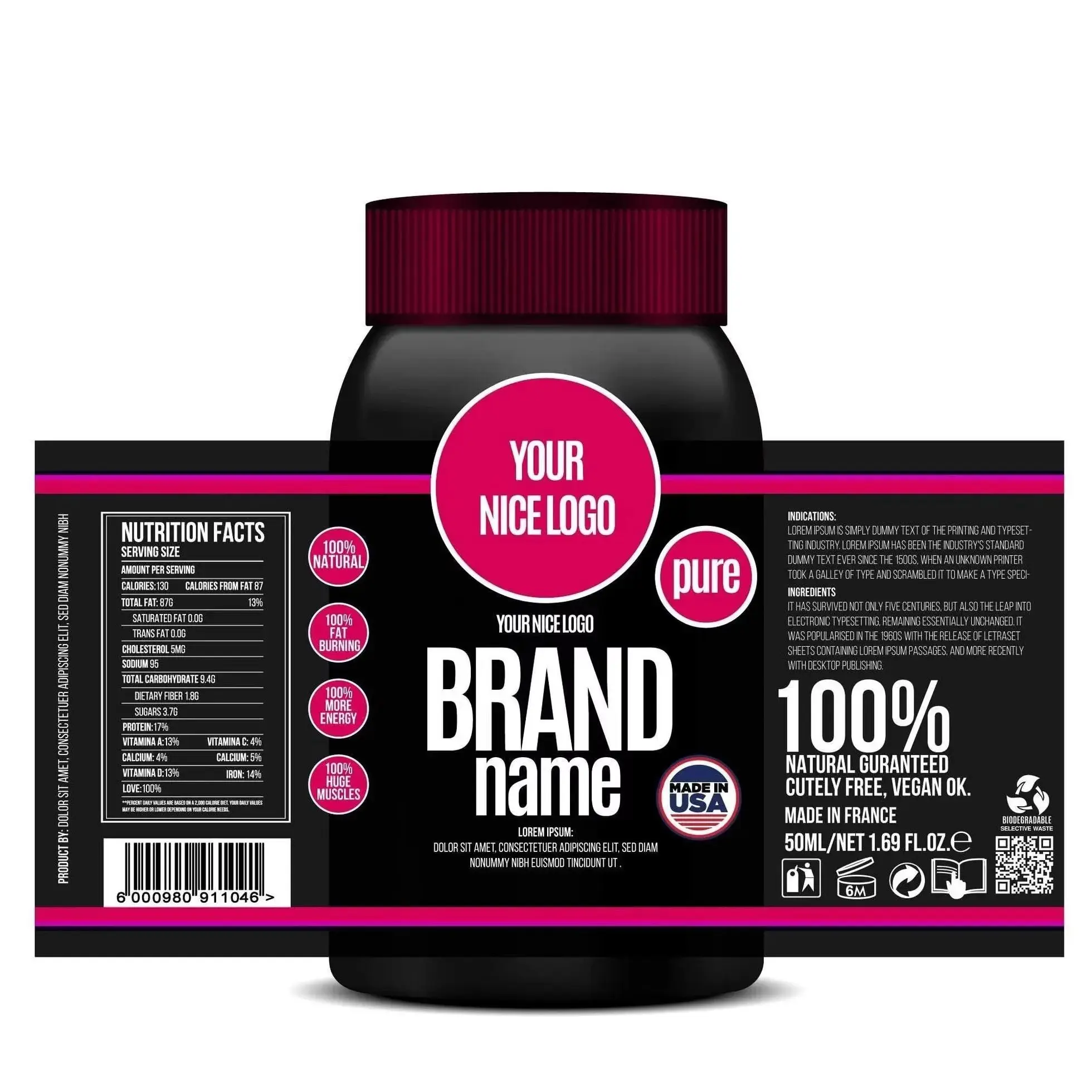 

Водонепроницаемая этикетка для бутылок на заказ | Рулон наклеек из синтетической бумаги | Этикетки для упаковки продуктов для витамина и медицины