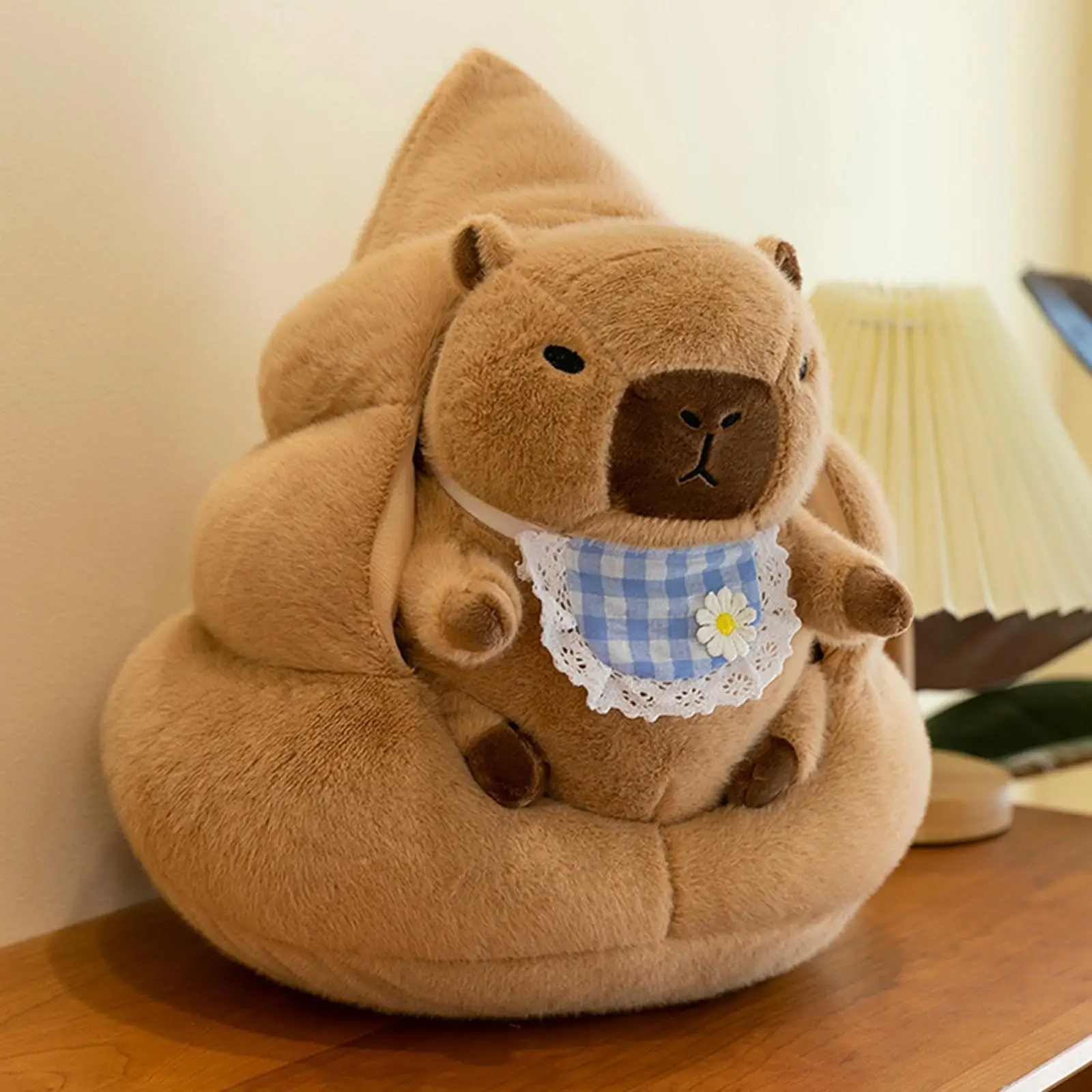 Capybara Plush Toy Home Decor with Nest Cute Stufed Animals Capybara Soft Doll Hold Flower Kids Toys for Apartments Sofa Bedroom