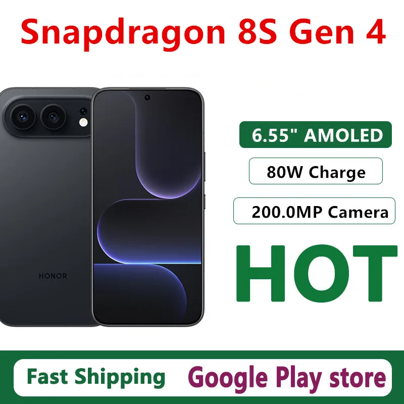 Original Honor 500 Mobile Phone OTA 6.55" AMOLED 8000mAh Battery 200.0MP Camera IP69K Waterproof 80W Charge Snapdragon 8S Gen 4