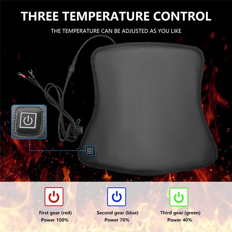 

Plain Electric Heated Seat Pad Heated Seat Cushion For Motorcycle, Snowmobile, And ATV With Universal Fit