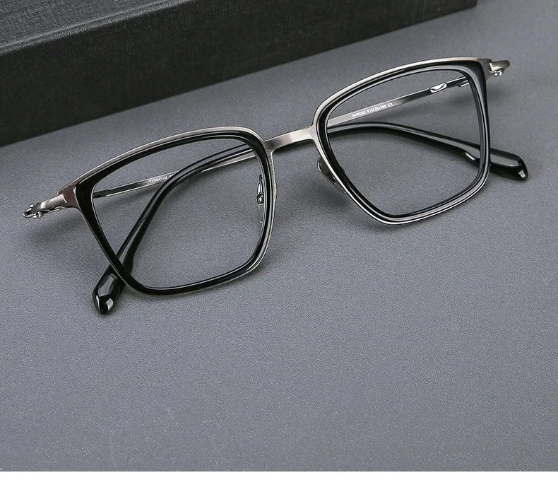 EYELUYAN 155mm Größe Breites Gesicht Brillengestell Männer Acetat Titan Fashion Square Vollrand Optische Brillengestell – Detail 2