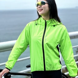 WOSAWE Women's Cycling Jacket Hooded Windproof Windbreaker Breathable Lightweight Running Coat