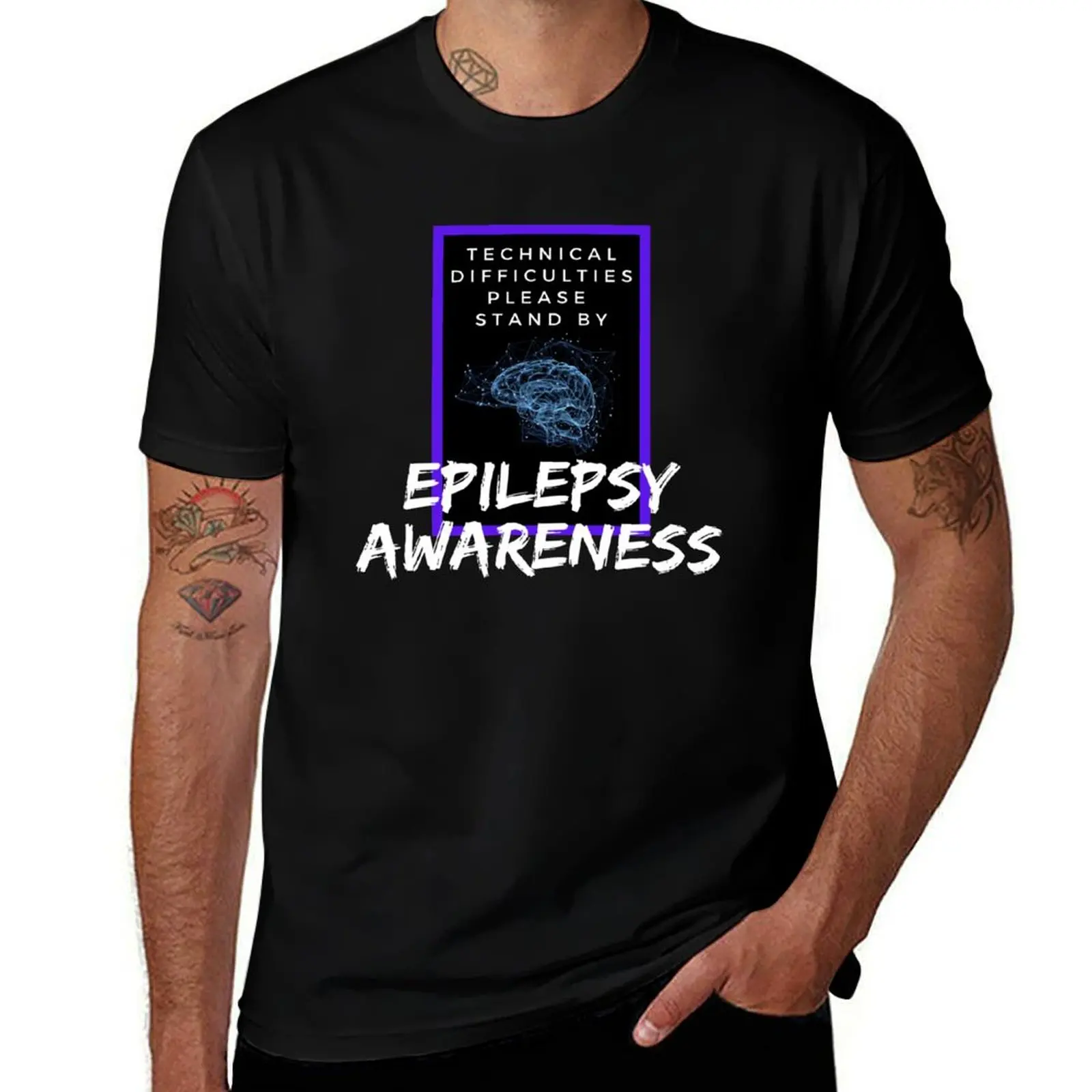 

Epilepsy Awareness - Technical Difficulties Please Stand By T-Shirt Work Wear Breathable Tee