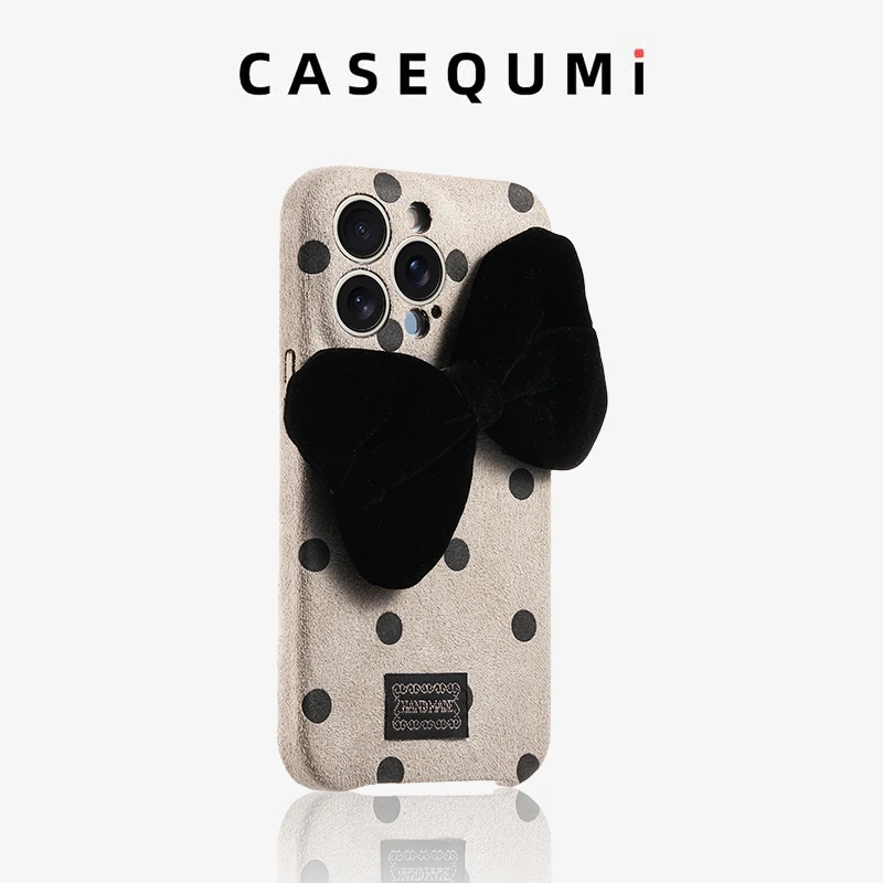 

Модный чехол для телефона Ins для IPhone 15 Pro Max 16 13 15 Pro Max 14Pro 16Pro 14 12Pro с 3D бантом, осенне-зимний чехол для телефона