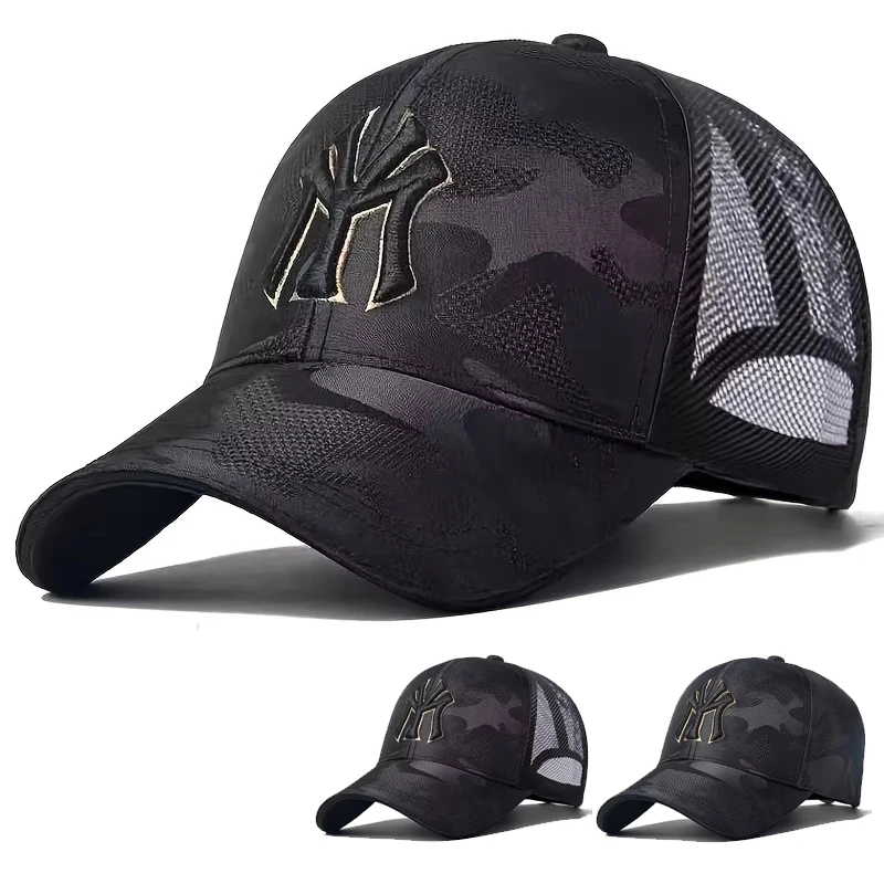 

Unisex MY Letter Embroidery Camouflage Baseball Caps Spring Autumn Outdoor Sunscreen Hat Adjustable Casual Trucker Hats