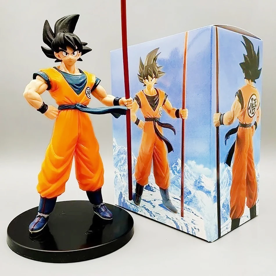 Figurine d'action classique Dragon Ball Son Goku de 22 cm avec bâton de puissance, en PVC, peinte à la main, objet de collection, ornement pour voiture, maison, bureau