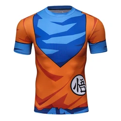 Dragon Ball kompresyjna odzież męska niestandardowe topy z krótkim rękawem siłownia Rashguard cyfrowe koszulki z nadrukiem sublimacyjnym Streetwear